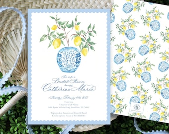 PRINTABLE Bridal Shower Invitation | Chinoiserie Lemon Tree | Ginger Jar