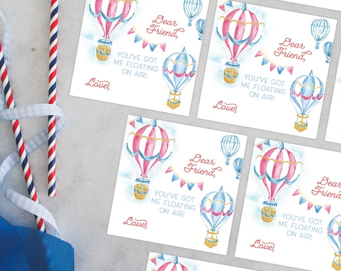 PRINTABLE Valentine Card | Digital Download | Hot Air Balloon | Floating on Air