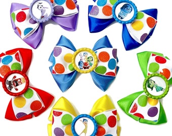 Inside Out Inspired Hair Bow | Pixar Inside Out Hair Bow | Sadness Hair Bow | Joy Hair Bow | 4 inch Hair Bow