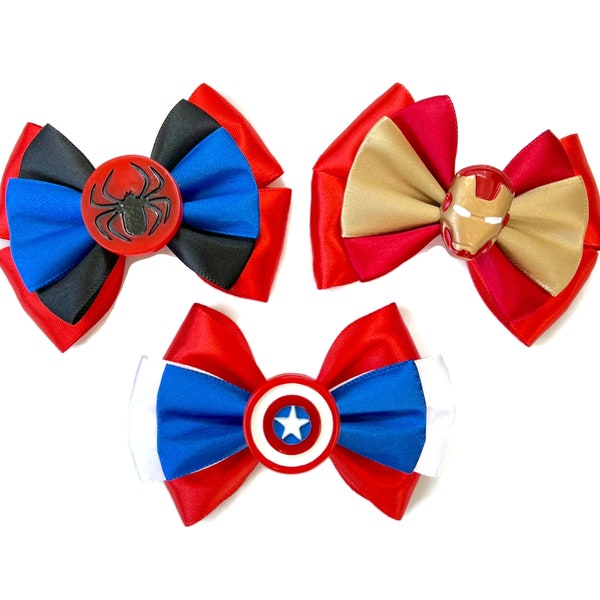 4" Avengers Hair Bows Captain America Bow Iron Man Bow Spiderman Bow