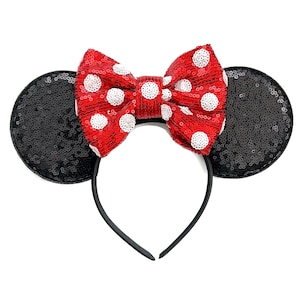 Polka Dot Bow Minnie Mouse Inspired Sequin Ears