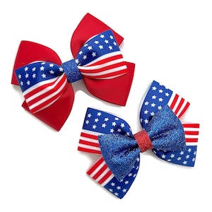 4th of July Americana Hair Bow | Independence Day Hair Bow | Stars and Stripes Hair Bow | USA Hair Bow | 4 inch Hair Bow