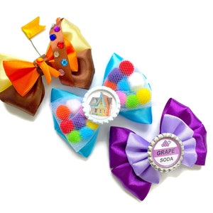 Up Disney Inspired Hair Bow Pixar Inspired Up House Hair Bow Russell Up Hair Bow Up Grape Soda Hair Bow 4 inch Bow Whole Set