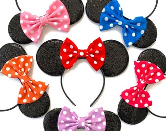 Classic Minnie Mouse Red Polka Dot Ears Pick Your Bow