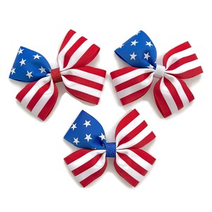 darc de cheveux du drapeau des États-Unis 4 juillet Hair Bow Étoiles et rayures Hair Bow Arc de cheveux de 4 pouces image 1