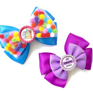 UP House & Grape Soda Hair Bow | UP Balloon Hair Bow | Grape Soda Bottle Cap Hair Bow | 5 inch Hair Bow