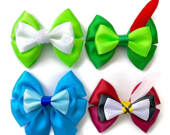 5" Peter Pan Wendy Captain Hook & Tinkerbell Hair Bows