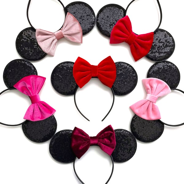 Velvet Bow Minnie Mouse Sequin Ears Velvet Mouse Ears