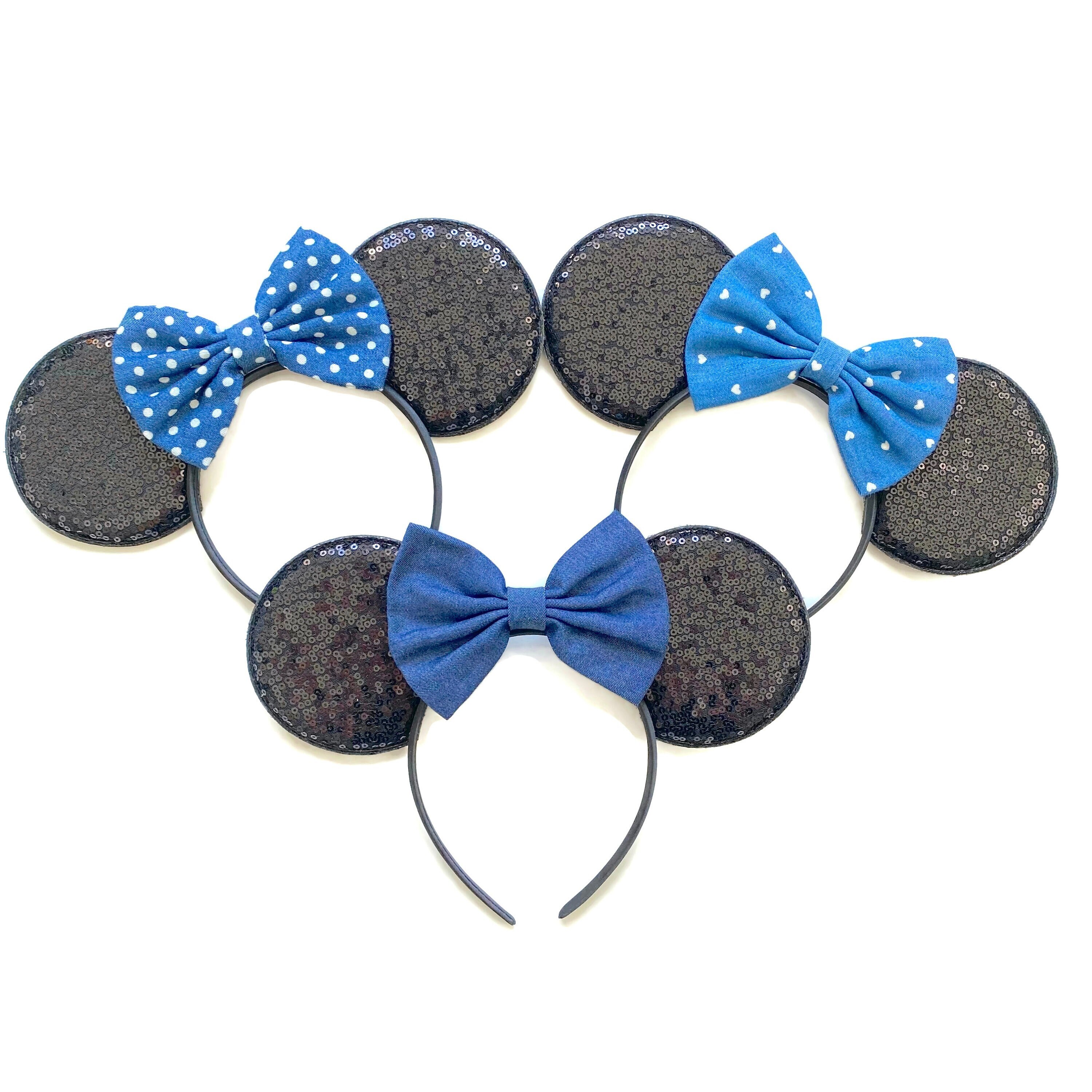 Denim Bow Minnie Mouse Ears | Denim Minnie Mouse Ears | - Etsy