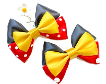 Mickey & Minnie Mouse Hair Bow | Vintage Minnie Mouse Inspired Hair Bow | Mickey Hair Bow | Disney Inspired Hair Bow | 4 inch Bow
