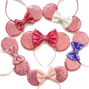 PINK Minnie Mouse Ears Pick Your Bow Color Minnie Mouse Ears