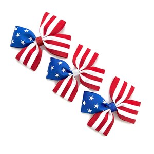 darc de cheveux du drapeau des États-Unis 4 juillet Hair Bow Étoiles et rayures Hair Bow Arc de cheveux de 4 pouces image 6