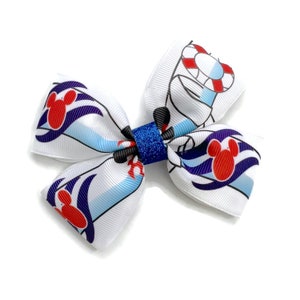 AquaDuck Pirate Mickey Hair Bow Disney Cruise Line Inspired Hair Bow 4 inch Hair Bow Blue