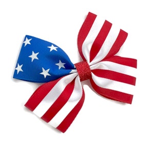 darc de cheveux du drapeau des États-Unis 4 juillet Hair Bow Étoiles et rayures Hair Bow Arc de cheveux de 4 pouces Red