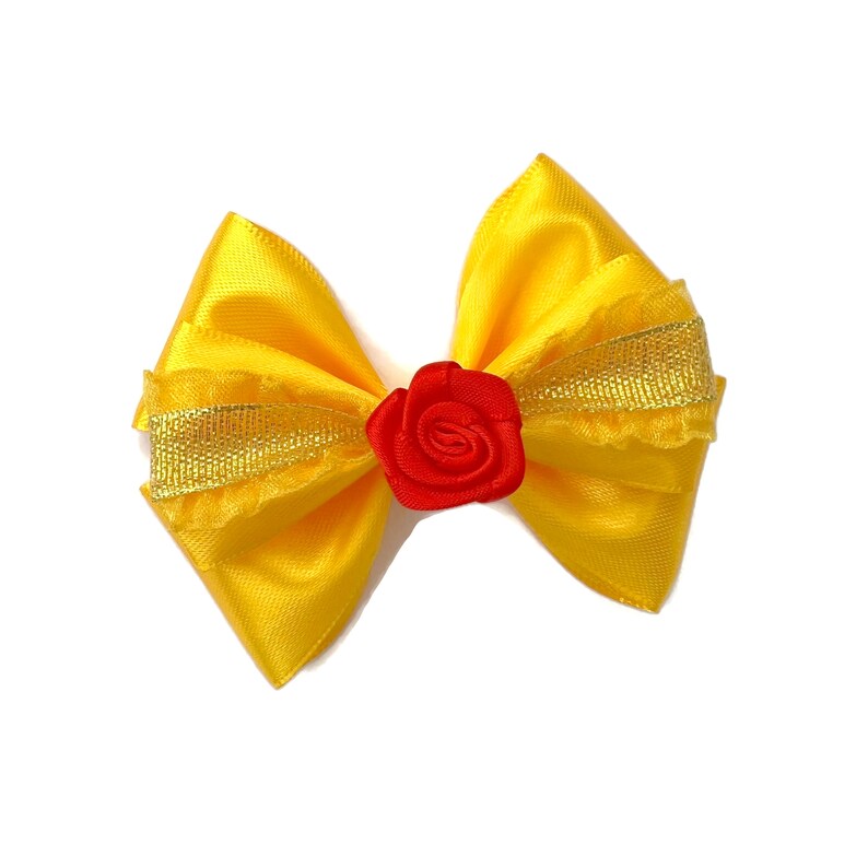 Beauty & the Beast Hair Bow Belle Hair Bow Gaston Hair Bow Beast Hair Bow Belle Blue Bow 4 inch Bow Belle (Yellow)