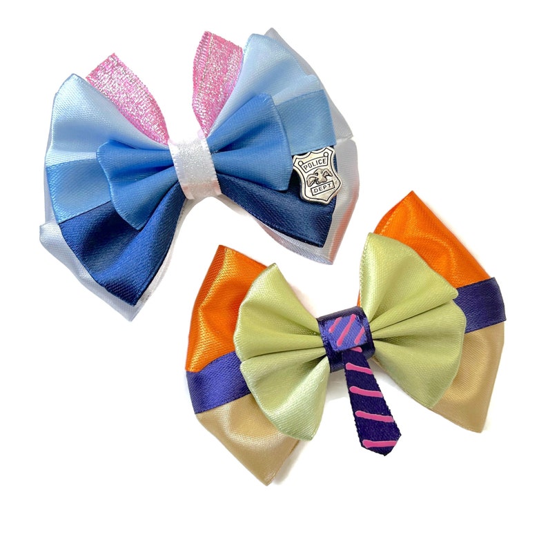 Zootopia Hair Bow Judy Hopps Hair Bow Nick Wilde Hair Bow Disney Inspired Hair Bow 4 inch Hair Bow image 1