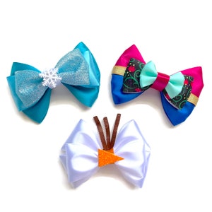 Elsa Anna Olaf Disney Frozen Inspired Character Hair bow Elsa Hair Bow Anna Hair Bow Olaf Hair Bow 4 inch Hair Bow image 7