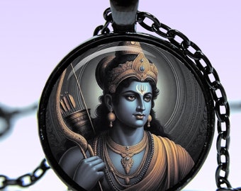 Lord Rama Amulet Necklace: Yoga Jewelry Charm Pendant