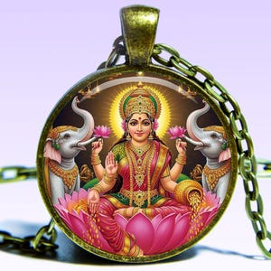 Lakshmi Amulet Necklace: Goddess of Prosperity, Wealth & Beauty
