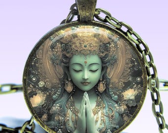 グリーンターラ慈悲の女神 B - 小さいサイズのリスト タンカ タンカ