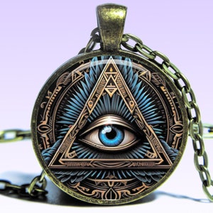 Eye of Providence Pendant: All-Seeing Eye Amulet, 24&quot; Chain