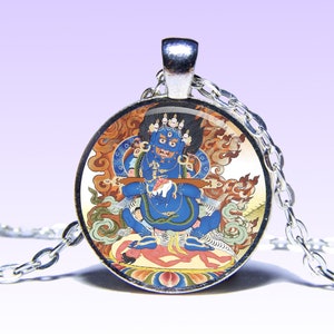 Mahakala Amuleto Mahākāla Lotus Om COLLANA Namse Yoga Amuleto Dàhēitiān Daeheukcheon Daikokuten Mantra Ohm