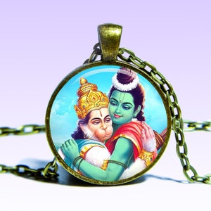 Lord Rama Hanuman Amulet Necklace: Yoga Jewelry Charm