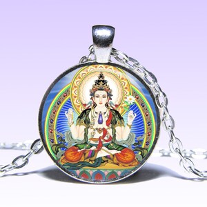 Avalokiteśvara Amuleto Buddha Padmapani Mantra Om COLLANA Kanzeon Amuleto Fascino Kannon Ciondolo Gwaneum Yoga Ohm