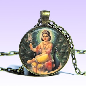 Murugan Gold Pendant Necklace: Hindu God of War Amulet