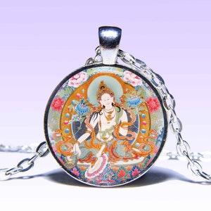 Witte tara-hangerketting mandarava: yoga-amulet, lotusmantra