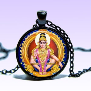 Lord Ayyappan PENDANT Sastha NECKLACE Sabri Pendant Hindu deities Amulet Lotus Om Yoga