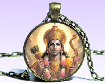 Lord Rama Amulet Pendant: Ramacandra Necklace Dharma Mantra Om