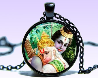 Lord Rama & Hanuman Amulet Pendant Necklace Yoga Jewelry Mantra