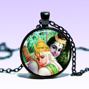 Lord Rama & Hanuman Amulet Pendant Necklace: Yoga Jewelry