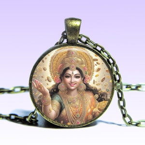 Lakshmi Gold Amulet Pendant Necklace: Goddess of Wealth Om