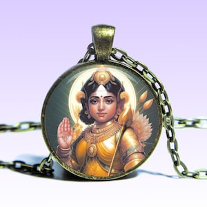 Murugan Kartikeya Pendant Necklace: Hindu War God Amulet
