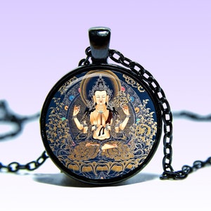 Avalokiteśvara Amuleto Padmapani Om COLLANA Kanzeon Amuleto Ciondolo Kannon Yoga Lotus Avalokiteśvara