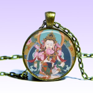 Vajrasattva Yab-Yum Amuleto Shingon Ohm Lotus COLLANA Vajradhara Amuleto Prana Fascino Mantra Ciondolo Yoga