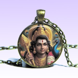 Murugan Pendant Necklace: Kartikeya, God of War Amulet