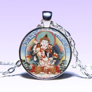 Vajrasattva Amuleto Shingon Om Lotus COLLANA Vajrasattva Yab-Yum Amuleto Pendente di Fascino Yoga Mantra Ohm