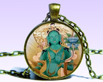 Tara Green Amulet Om NECKLACE Amulet Charm  Pendant