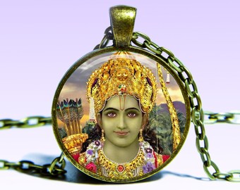 Lord Rama Amulet Necklace Ramacandra Pendant Yoga Jewelry Om