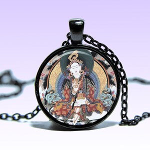 Yogini Yeshe Tsogyal Amuleto Guru prajñā Om COLLANA Loto Amuleto Fascino Ciondolo Buddha Yoga Perfezione Fase Mantra