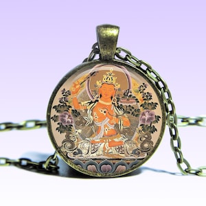 Manjushri Amuleto Guru Yoga prajñā Om COLLANA Lotus Ohm Amuleto Fascino Principe Mañjuśrī Ciondolo Yoga