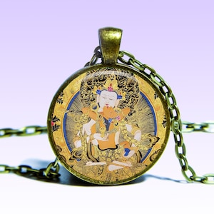 Vajrasattva Yab-Yum Amuleto Shingon Om Lotus COLLANA Vajrasattva Amuleto Prana Fascino Mantra Ciondolo Yoga Yab-Yum