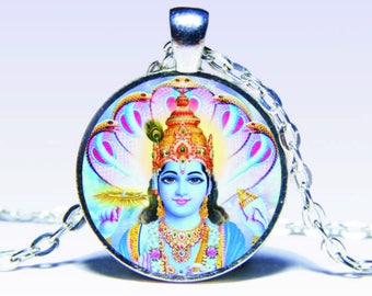 Vishnu Pendant Hindu deities NECKLACE Yoga Lotus Mantra