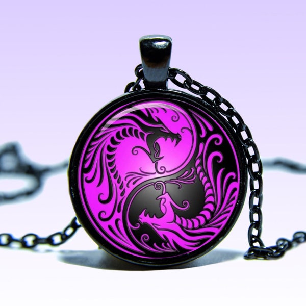 Dragon Yin-Yang Pendant Astrology NECKLACE Zodiac Jewelery Charm Pendant for Him or Her