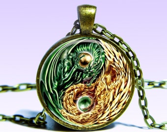 Yin-Yang dragon and phoenix Pendant Astrology NECKLACE Zodiac Jewelery Charm Pendant for Him or Her