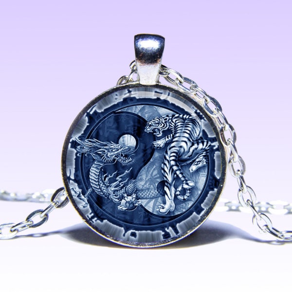 Yin-Yang dragon et tigre Pendentif Astrologie COLLIER Zodiac Bijoux Charme Pendentif pour Lui ou Elle