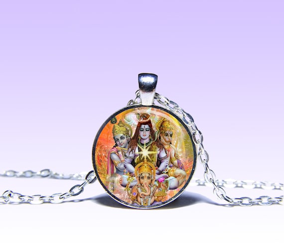 Krishna, Shiva, Hanuman, Ganesha Pendant Yoga Mantra Lotus Amulet
